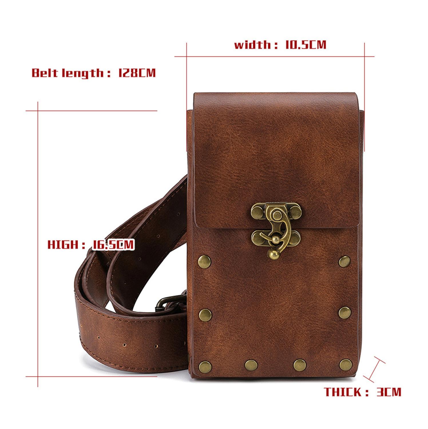 Steampunk cuero mujer cintura bolsa Retro Rock bolsa de pierna para motocicleta bandolera bolsos cráneo bolsa con remache Punk Norbinus: 11