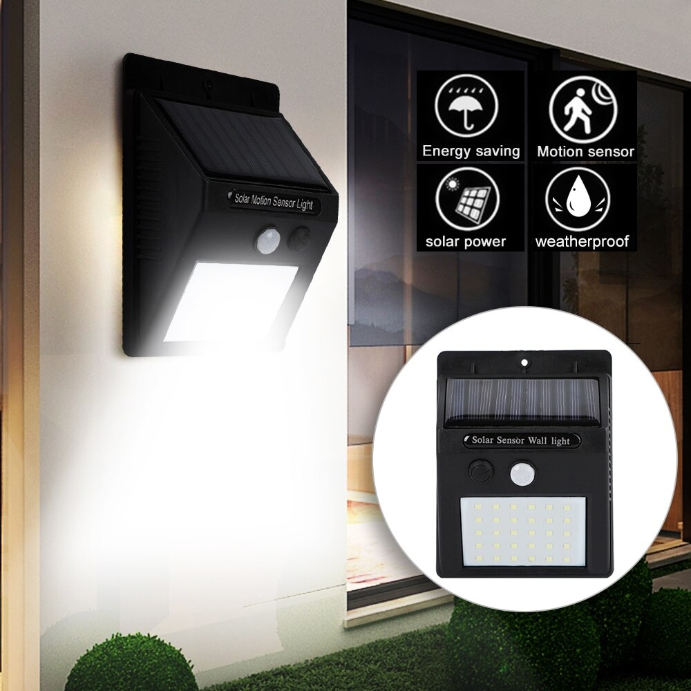 20/30 LED Solar Power Light PIR Motion Sensor 1/2/4pcs Solar Wall Lamp Outdoor Waterproof Energy Saving Garden Yard Lamps