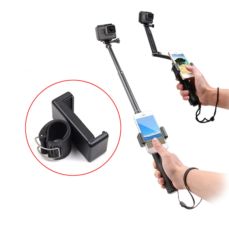 Selbst Selfie sperren Clip Stock Handheld Monopod Einstellbare Schnalle Telefon Halfter Adapter für Gopro Held 8 9 10 xiaomi yi 4K SJCAM