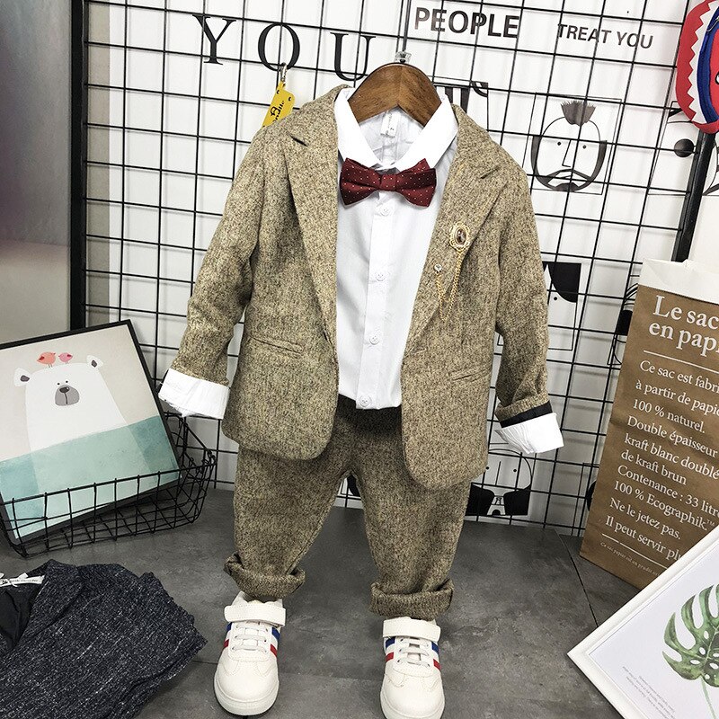 Boys Suit Performance Costume Fiower Girl Dress British Suit Boy Formal Dress Wedding Dress coat Two-Piece Suit