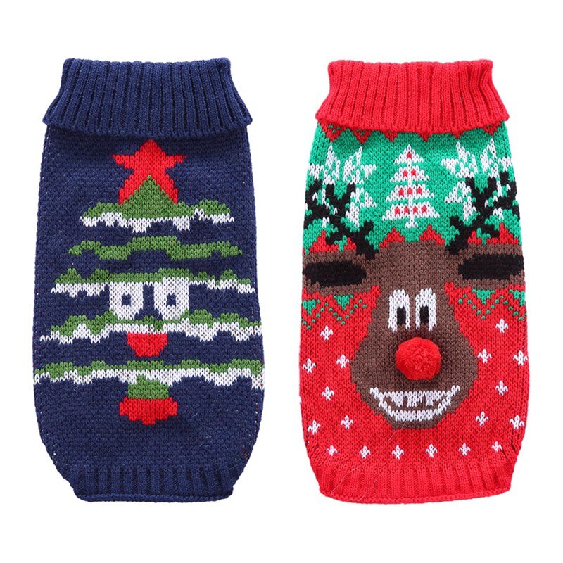 Kerstserie hondentrui wollen jassen chihuahua kerstman warme gebreide kleding puppy winteroutfits voor kleine en middelgrote huisdieren