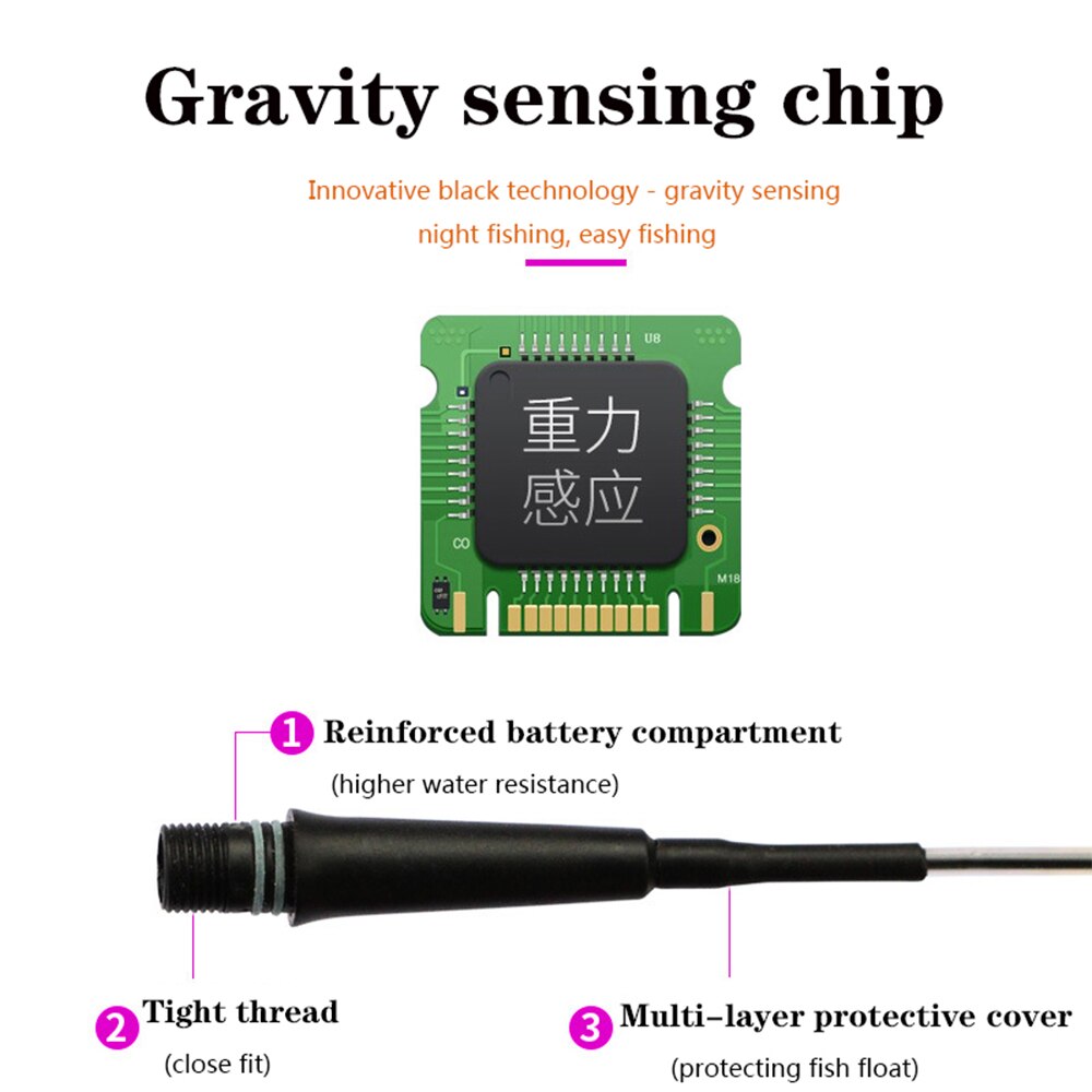 1pc slimme led-vislampen,  cr425 nachtvissers met zwaartekrachtsensor, kleurveranderende dobber, inclusief batterijstopper en accessoire