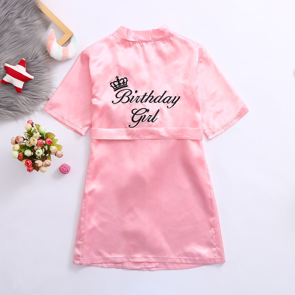 Toddler Baby Satin Kimono Robes Girls Kid Solid Silk Bathrobe Birthday Sleepwear Many Colors Clothes Girls Roupao Infantil