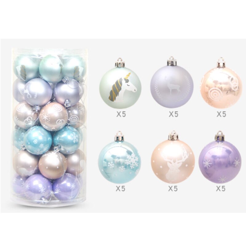 30pcs Painted Christmas Ball Ornaments 60mm Gold and White Painted Shatterproof Christmas Tree Pendant Party: A