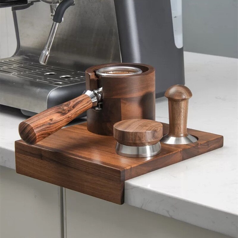 58mm Solid Wunalt Wooden Coffee Filter Tamper Holder Stand Espresso Distributor Mat Support Base Rack Barista Tools Accessories