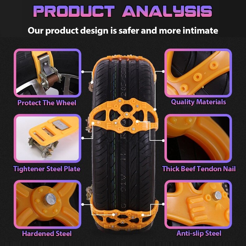 Car Snow Chains Widened Tire Safety TPU Wheel Chains For Winter Auto Car Mud Tyres Wheels Anti-Skid Autocross Outdoor 1/4/8Pcs