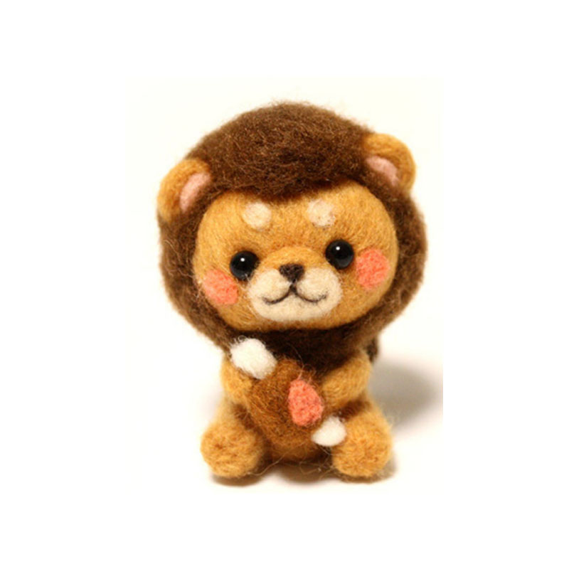 1 ensemble de laine pour feutre à l'aiguille panda, chats, chiens, lapin, cerf, lion, timbres, ensemble Shiba Inu animaux: Jaune clair