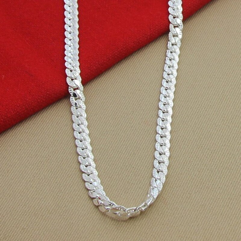 Collar de cadena de serpiente plana para hombre y mujer, Color plateado, clásico, 5,5mm, joyería