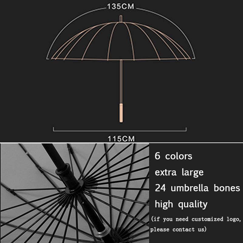 24K Long Handle Large Golf Umbrella Strong Windproof Glassfiber Parasol Outdoor Activities Business Umbrella