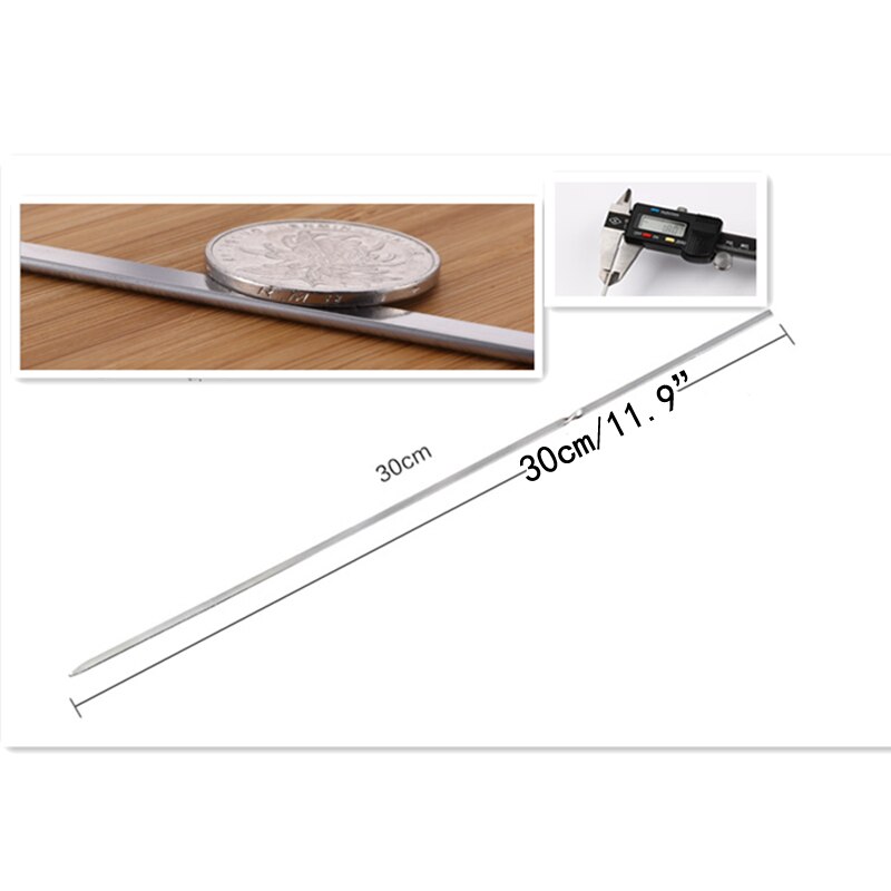 10 Pcs 11.9 &#39;&#39;Bbq Platte Spies Rvs Barbeque Spiesjes Draagbare Shish Kabob Sticks Brbecue Grillen Churrasco Sticker Tool