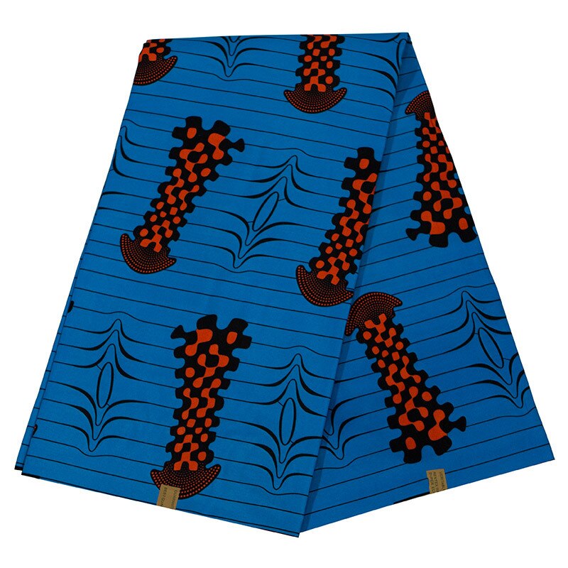 Pagne africain 100% Polyester, tissu imprimé rouge, 6Yards/Lot, Wax africain: Bleu