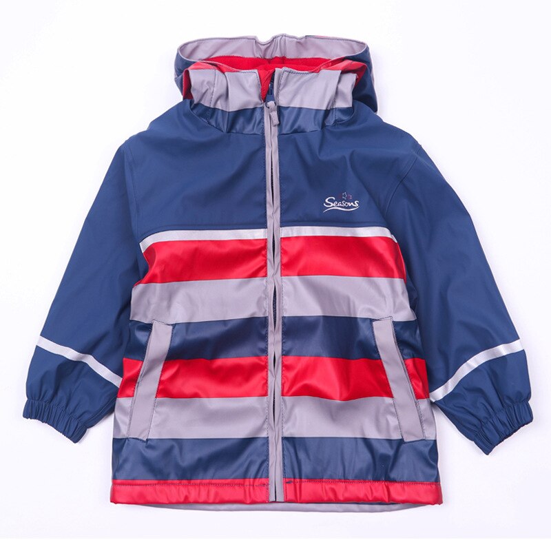 Jongens Jas Jas Kids PU Lederen Plus Fluwelen Regenjassen Poncho Gestreepte Kinderen Bovenkleding Waterdicht Winddicht Tops