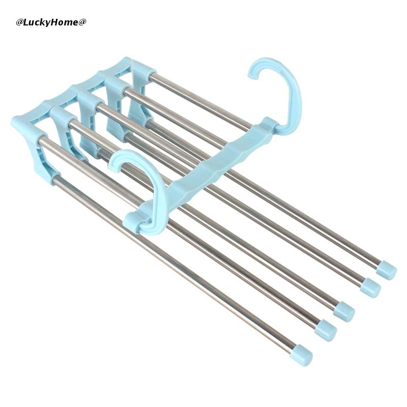 Multifunction Clothes Rack Folding Coat Hanger Dryer Hanging Rail Rod Wardrobe Hooks for Bathroom Balcony Indoor Outdoor Q81C: Blue