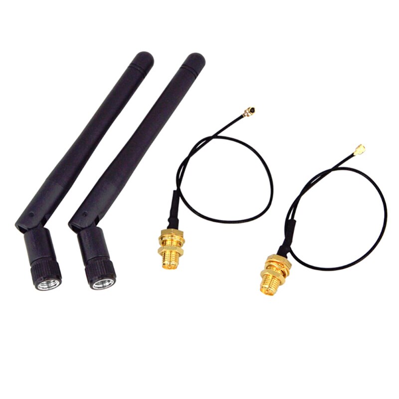 4 pièces/lot 2.4GHz 3dBi WiFi 2.4g antenne RP-SMA mâle routeur sans fil + 17cm PCI U. FL IPX à RP SMA mâle câble queue de cochon