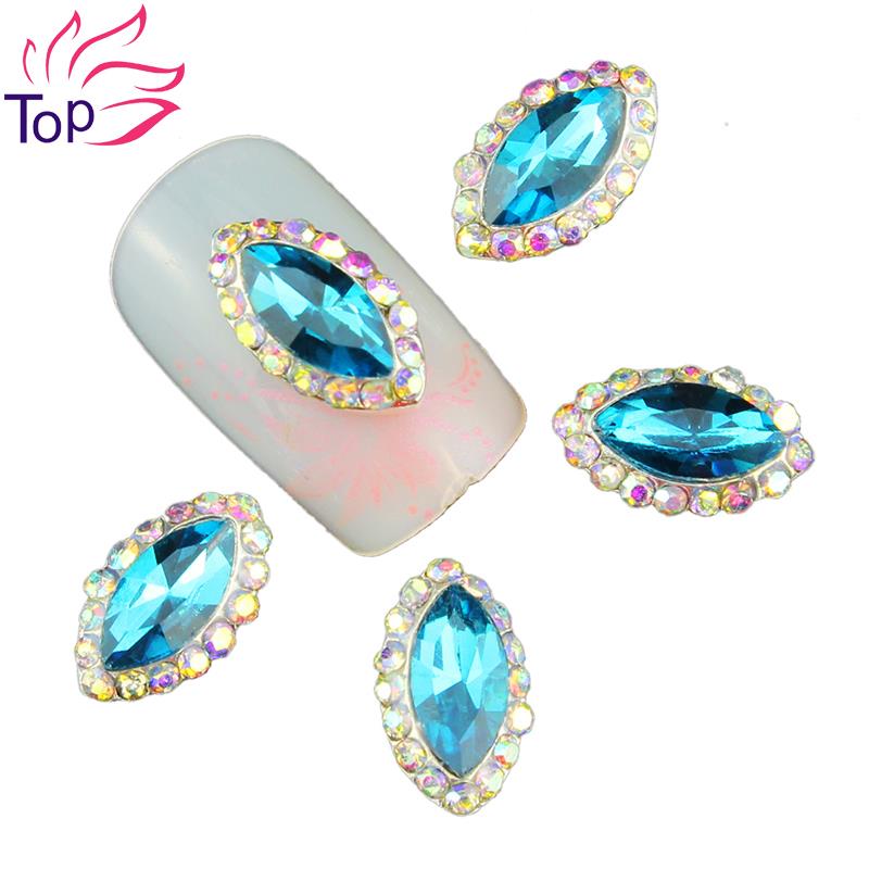 Top Nail 10 Stuks Silver Alloy Eiwit Boor Steentjes Voor Nagels 4 Kleur Kristal Paard oog 3D Nail Art decoraties TN1578