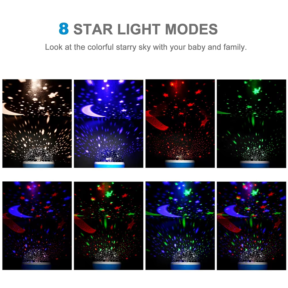 Nattlampe projektor stjernehimmel nattlys projektor babylampe dekor roterende stjernehimmel barnehage måne galakse projektor bordlampe