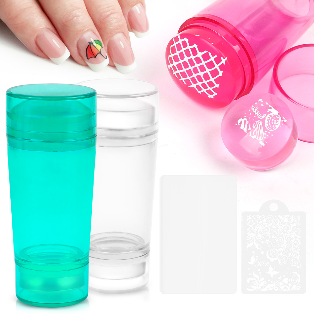 Dubbele Hoofd Siliconen Nail Stamper Clear Jelly Manicure Nail Art Stempelen Trasnsparent Nail Stamper