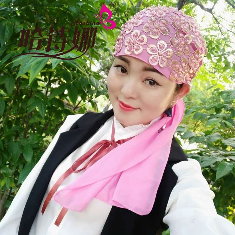 Shiny Women Beauty Floral Pattern Gold Sequin Shawl Scarf Beading Arab Islamic Wedding Hijab Chiffon Modesty Headscarf Head Wrap: Pink