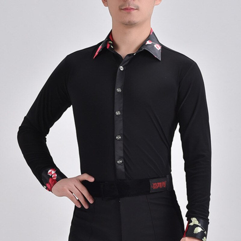 Ropa de baile moderno para hombre, camisa elástica, ropa de práctica de Baile Estándar Nacional, Tops de baile latino de manga larga, nueva