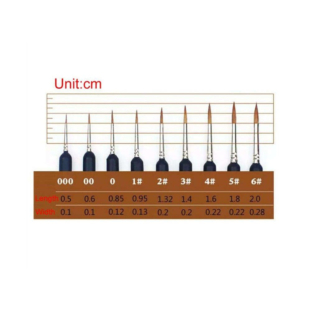 9pc Weasel'S Hair Brush Nail Art Tool Pen Watercolor Gouache Paint Oil Painting For Beginners & Artists Brush