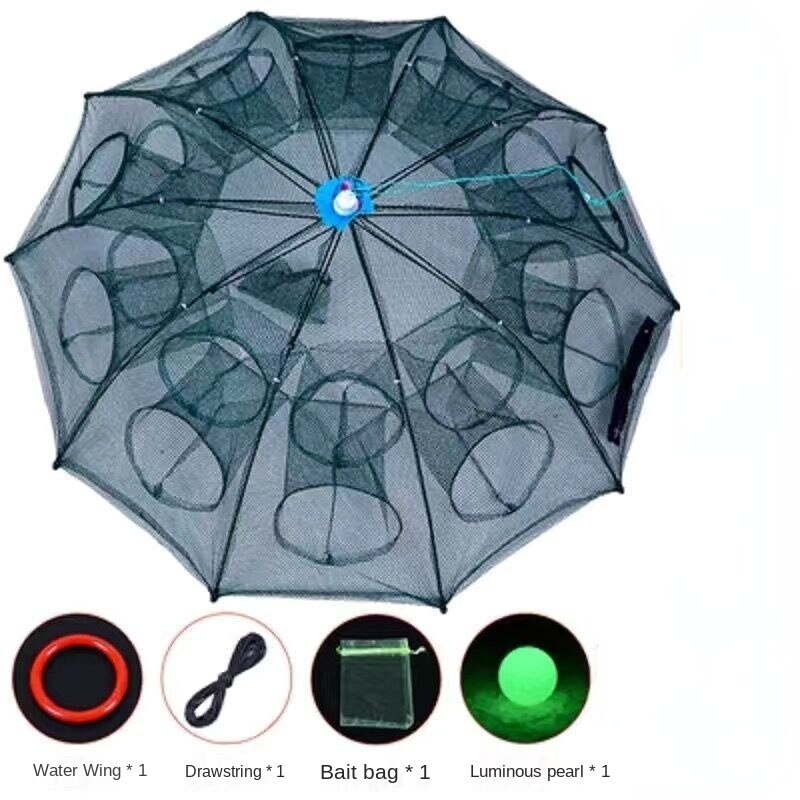 Fish Net Shrimp Cage Multi Specification Moving Net Folding Fishing Lobster Net Umbrella Cage Fishing Gear Pratical: 20 holes
