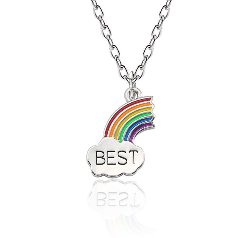 2 teile/satz Beste Freund Nähte Anhänger Halskette Für Frauen Nette Bunte Regenbogen Halskette Halsband Halskette Schmuck