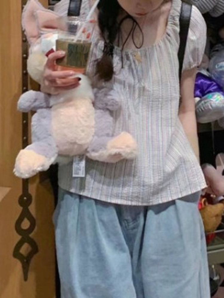 Regenbogen Sommer süße Oberbekleidung Frauen Hemden Gebühr lässig y2k ästhetische Schleife Blusen kawaii japanische süße gestreifte Blusas Feminina