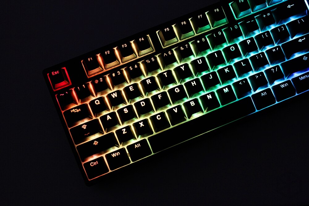 Taihao pbt double tir keycaps pour bricolage jeu mécanique clavier rétroéclairé casquettes oem profil lumière à travers le noir