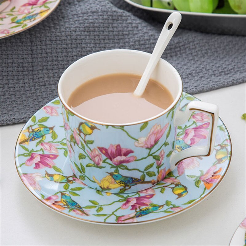 Tasse à café en céramique avec soucoupe, ensemble européen de thé rouge de grande capacité, de , pour eau et lait