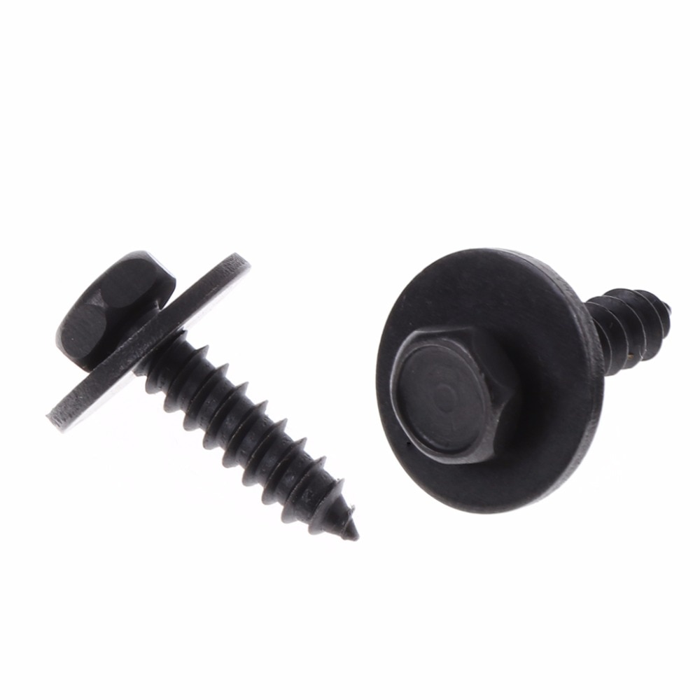 Tornillos autorroscantes universales para coche, arandela suelta cautiva, cabeza hexagonal, color negro, C45, 4,8x19mm, 10 unids/set por juego
