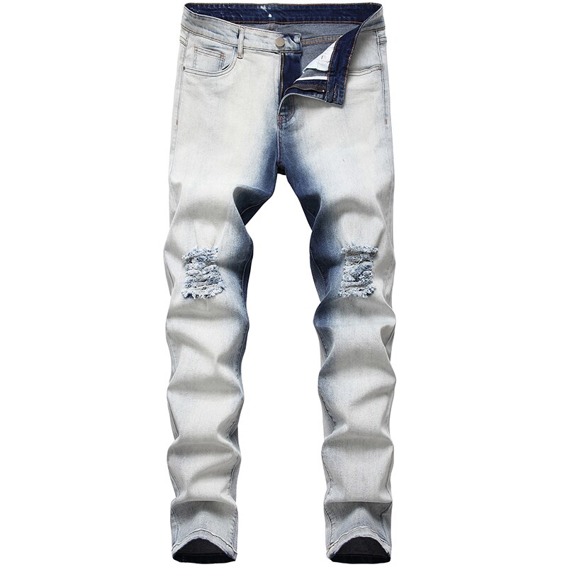 Broek Knie Gaten Geruïneerd De Originele Plus Size Casual Vier Seizoen Broek Plus Size Jeans Denim Mannen Ripped Gaten mode