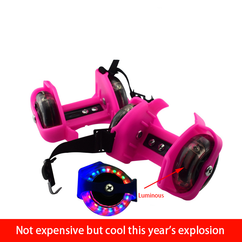 Colorful Flashing Roller Kid Safe Whirlwind Pulley Heel Adjustable Simply Durable Skating Outdoor Home Flash Wheels Shoes: Pink