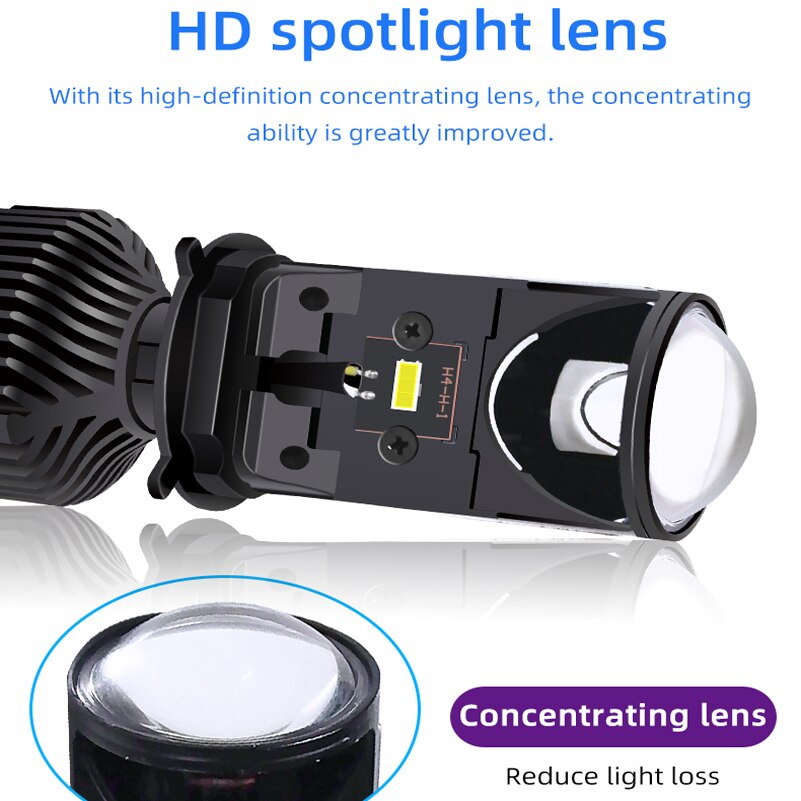 2X Canbus H4 Mini Projector H4 LED Headlight 20000LM Turbo Led lampada Motorcycle Car Lights Bulb lens 12V 24V Hi/Low Beam light