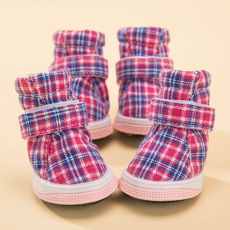 Plaid Warm Hond Schoenen Waterdicht Anti-Slip Schoenen Huisdier Voor Kleine Puppies Rassen Kat Herfst En Winter Sneeuw Boot accessoires 4 Stks/partij