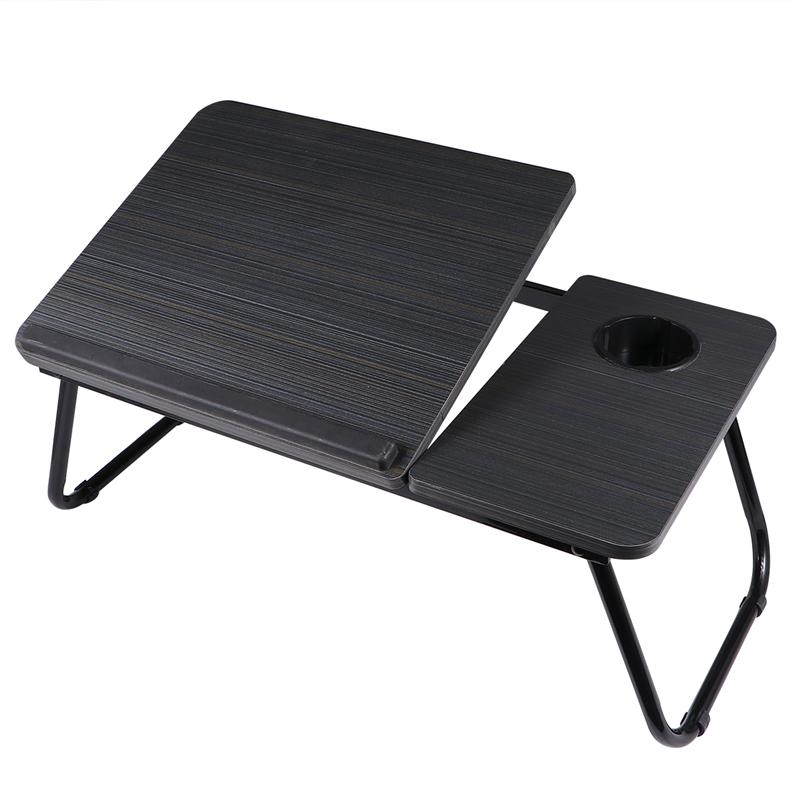 1pc opvouwbare computertafels, 4 niveaus, verstelbare lift, computer, boek, laptopstandaard, bekerlade, opvouwbare tafel voor bedbank: Zwart