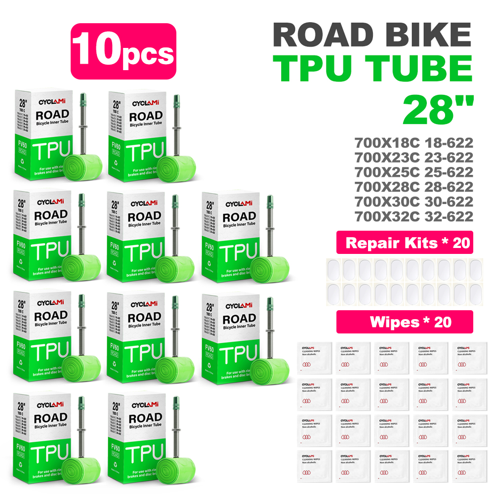 Ultralight Bike Inner Tube 700c 18 25 28 32 Road MTB Bicycle TPU Material Tire 60mm 80mm Length French Valve Super Light CYCLami: Turquoise / 50mm