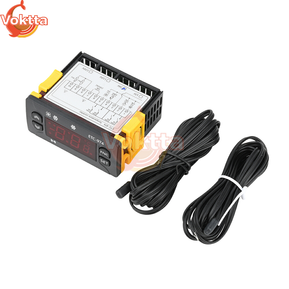 regulator temperatury cyfrowy ETC-974 Termometr Chłodziarka Sterowanie Chłodzeniem Termoregulator DC 12V DC 24V AC 110V AC 220V