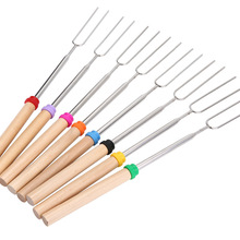 Veiliger 1 Pc Roosteren Vork Stok Roestvrij Staal Houten Handvat Telescopische Spies Als Grillen Gereedschap Voor Thuis, Keuken, achtertuin Bbq