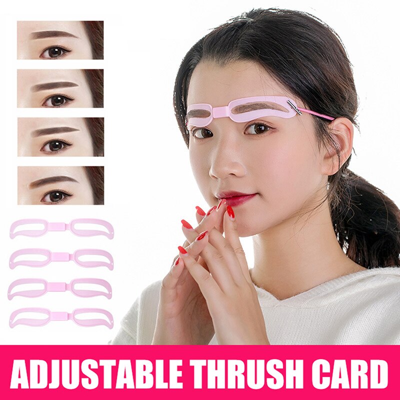 Eyebrow Stencil 4 Pieces Eyebrow Shaper Kit Reusable Eyebrow Model With Strap 3 Minutes Makeup Tools For Eyebrows