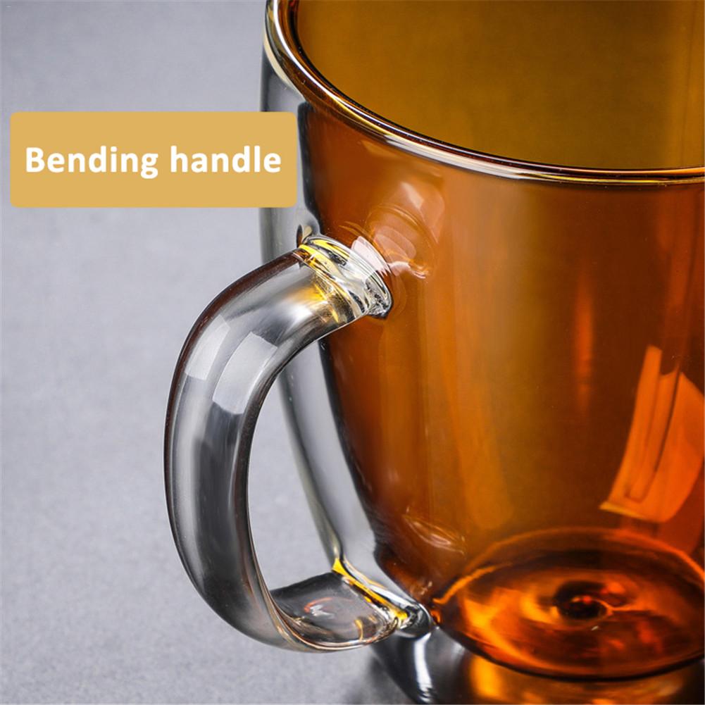 350/450ML Double Wall Glass Coffee Mug Heat-Resisting Handgrip Cup Water Milk Tea Cup Mini Double Layer Espresso Latte Mug