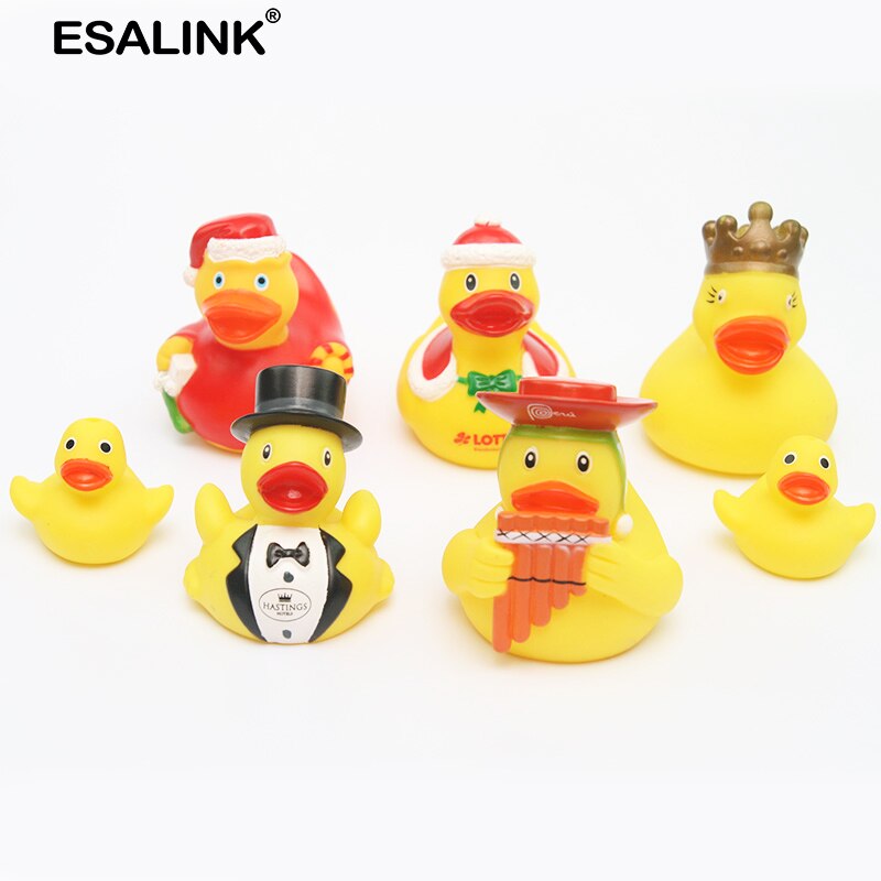 ESALINK 7Pcs 8-10CM Bad Spielzeug Rrubber Ducks Baby Bad Spielzeug 5 Große 2 Kleine Kombination Ente kinder Bad Spielzeug