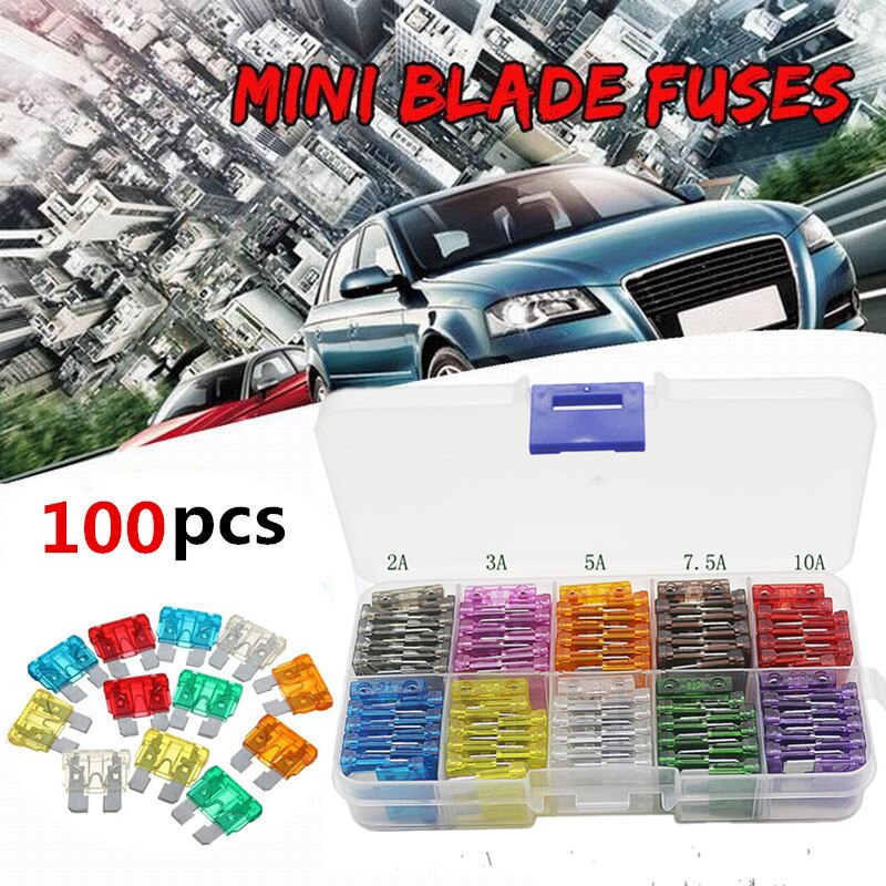 Kit de fusibles de coche para camión, hoja media 2A-35A, hojas cuadradas, seguro de fusible, inserto el seguro de lámpara de xenón, 100 Uds.