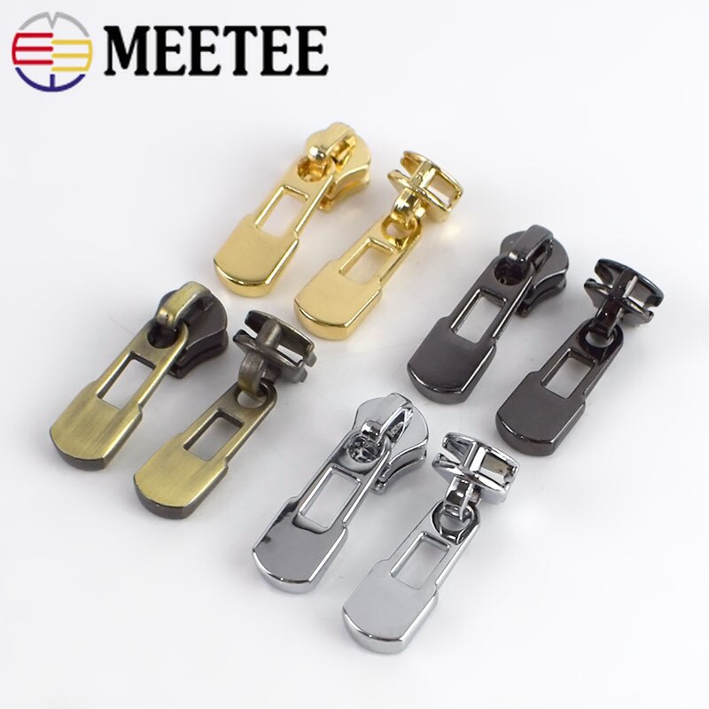 Meetee-deslizadores de cremallera de aleación para cremalleras de Metal, Kit de reparación de cremalleras para bolsas de ropa, accesorios de costura de ropa DIY, 3 #, 20 Uds.