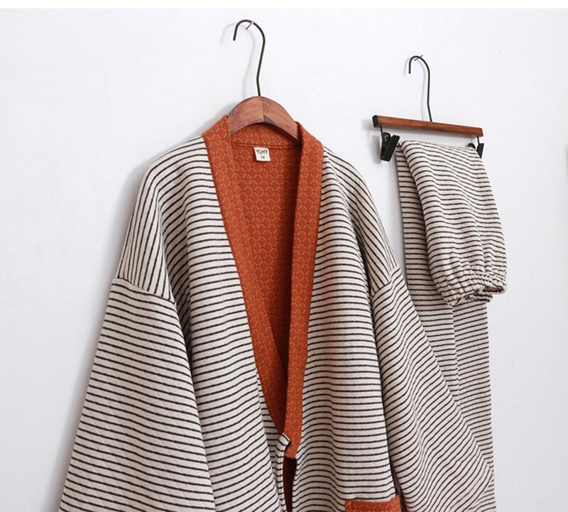 Pyjama ample japonais traditionnel pour hommes, ensemble Kimono Yukata, peignoir de bain, vêtements d&#39;hiver vapeur pour dormir et se détendre