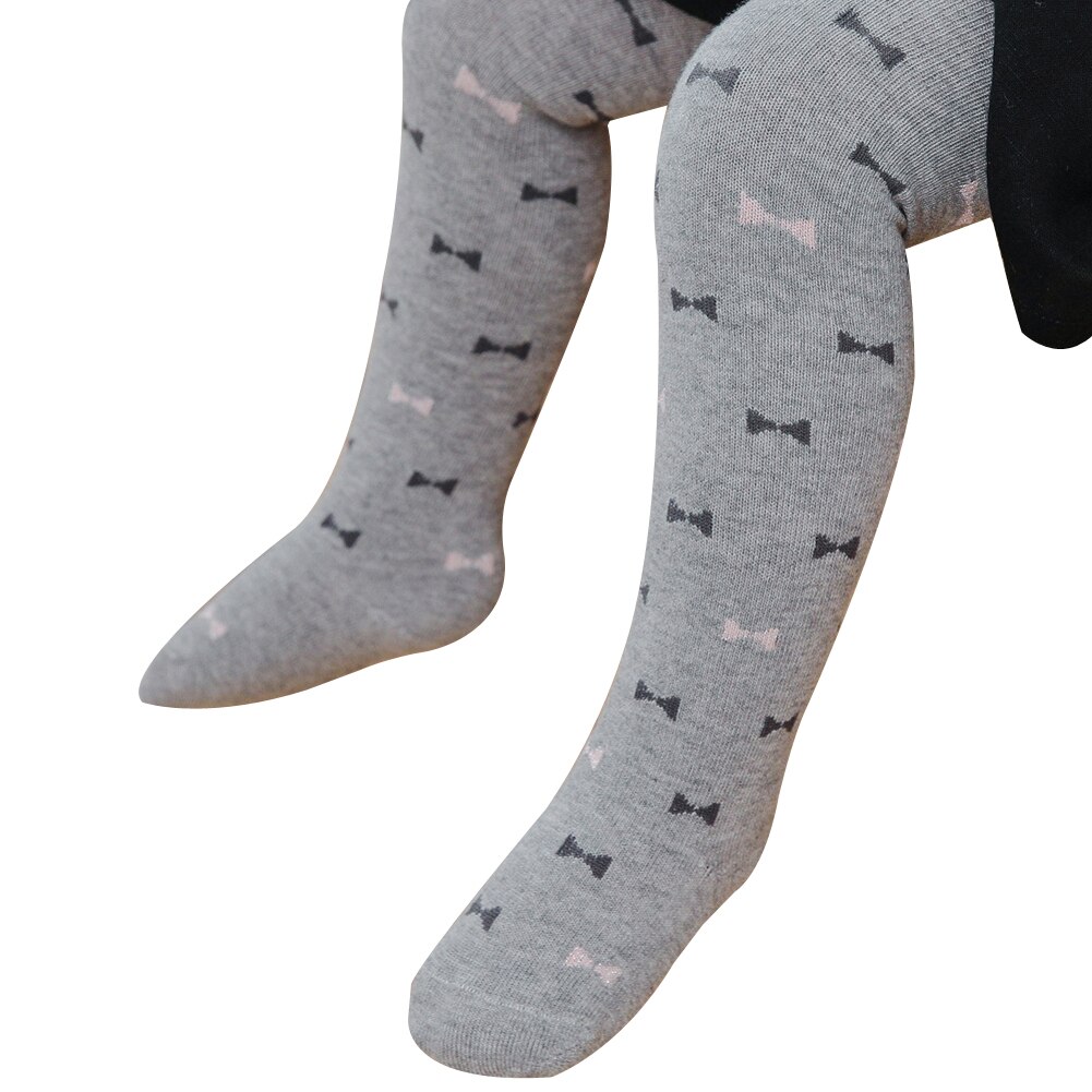 Enfant bébé filles coton tricot collants, collants nœud-noeud imprimé Leggings bas pantalon
