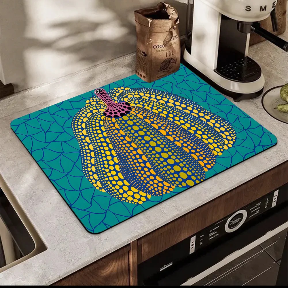 Yayoi Kusama Vloermat Gedrukt Schotel Droogmat Super Absorberend Koffie Afvoer Pad Servies Quick Rug Keuken Servies Placemat