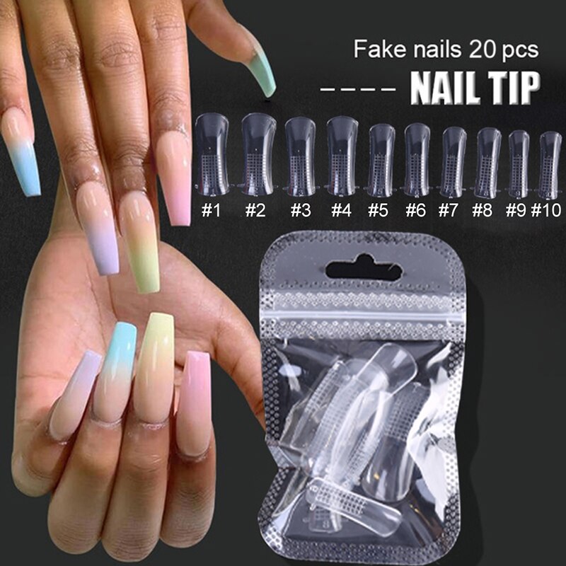 20Pcs Acryl Valse Valse Nail Art Vingernagel Ovale Professionele Volledige Cover Fasle Nail Art Vingernagel Full Color Kaart Polish