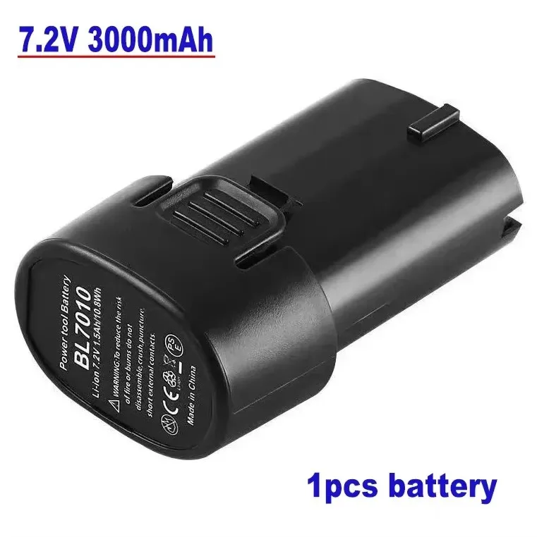 Electric Tool Battery For Makita 7.2V 3000mah BL7010 BL0715 DF010 DF012 DF022 7.2-4 194355-2 194356-3.: green