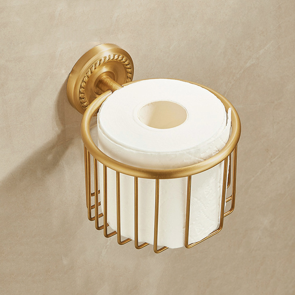 Antieke badkameraccessoiresets van geborsteld messing: handdoekrek, toiletpapierhouder, zeephouder, handdoekrek, badkamerbeslagsets