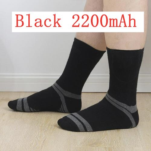 Calcetines térmicos con calor para pies, calentadores de pies eléctricos con calor cronógrafo, con batería recargable por USB, 1 par: Black 2200mAh